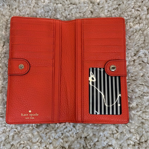 Pink and Hot Orange Kate Spade Bi-fold Wallet!! - Picture 2 of 3